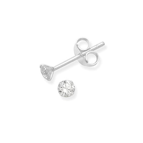 Image of Heather Needham Sterling Silver Cubic Zirconia Earrings Clear colour - SIZE: 4mm. Branded Gift boxed 4mm cubic zirconia Round Stud earrings. 5768CZ/B41HN