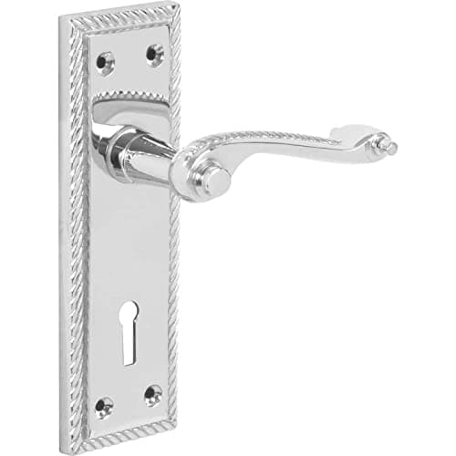 Image of Designer Levers - Georgian Roped Design Lever Door Handles - Polished Chrome - 1 Pair - Locking Door Handle