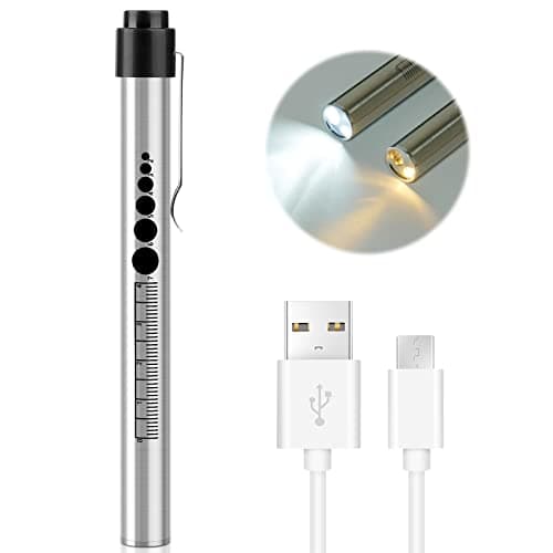 Image of Flintronic Diagnostic Medical Penlight, Rechargeable LED Pen Torch with Pupil Gauge and Clip, First Aid Pupil Gauge Doctors Nurses Medical Pen Light Medical Equipment (With Type-C Charging Cable)