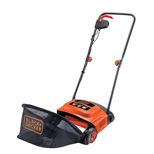 Image of BLACK+DECKER Lawn Raker, 600W, Adjustable Height Scarifier with Large Capacity Front Loading Grass Box, GD300-GB