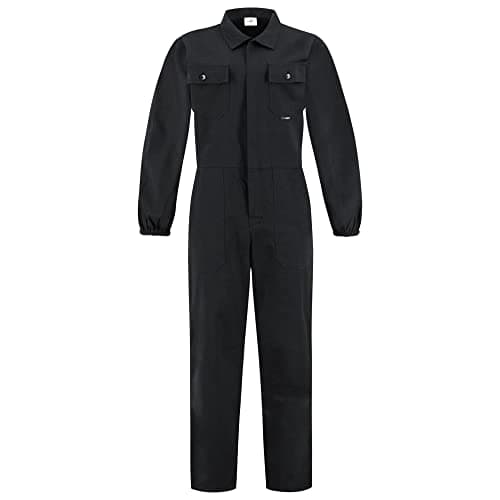 Image of BWOLF ANAX 100% Cotton Boiler Suit Overalls Men Work Utility & Safety Coveralls with Multifunctional Pockets and Zipper Black XL