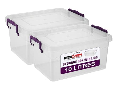 Image of Best House 2 PCS Clear Plastic Storage Box with Lids, Storage Containers Use for Home, office, Kitchen, Toys and Goods (10 Litres)