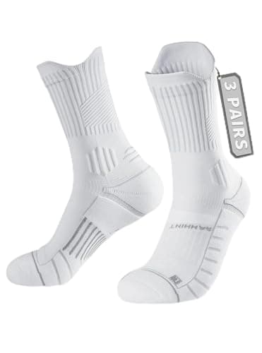 Image of Coolmax 3 pack Compression Running Socks with Anti Blister Technology, Arch Support 2.0, Cushioned Footbed, Seamless Toe, Venting Mesh, TAB Design, Black, Size 8-12,