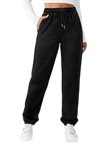 Image of Zeagoo Womens Long Casual Joggers Baggy High-Waisted Sports Pants Warm Sweatpants Solid Tracksuit Bottoms with Pockets Schwarz M