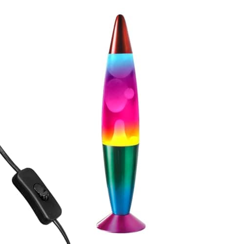 Image of Global Gizmos 16” Rainbow Lava Lamp 40cm Tall | Retro Nostalgia | Relaxing Motion Wax Light | Decorative Illumination | Sensory Light