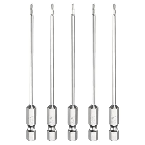 Image of sourcing map 5pcs H1.5 Hex Head Screwdriver Bit 1.5mm Metric Flat Tip 1/4" Hex Shank 100mm (4") Long Magnetic Hexagonal Screw Drill Bit Wrench Chrome Plated Power Driver Socket