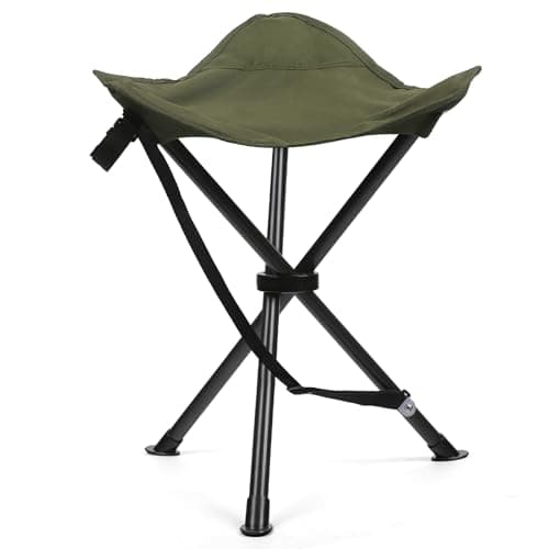 Image of Outplea 45CM (H) Portable Folding Tripod Camping Stool Outdoor, Compact Lightweight 3 Leg Fishing Seat, Green