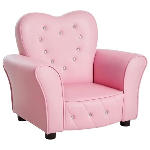 Image of HOMCOM Kids Armchair Toddler Chair Seating Relax Playroom Seater Girl Princess Pink