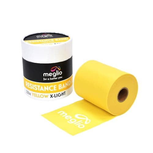 Image of Meglio Resistance Bands Roll - Latex Free Exercise Bands for Building Strength, Pilates Band for Fitness, Flexibility, Physiotherapy, Stretching & Yoga Bands - 23 Meter - Yellow (Extra Light)