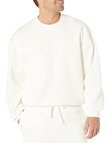 Image of Amazon Essentials Men's Oversized-Fit Crewneck Sweatshirt (Available in Big & Tall), Eggshell White, XL