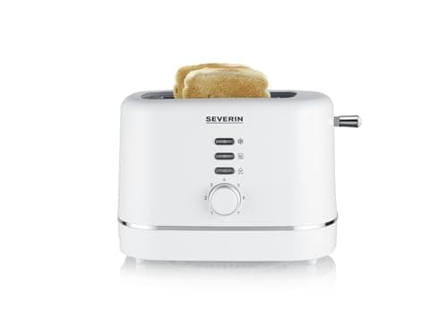 Image of SEVERIN Automatic toaster for 2 slices, warming and defrosting rack, adjustable degree of burning, automatic shut-off, 850 W, white, AT 4324