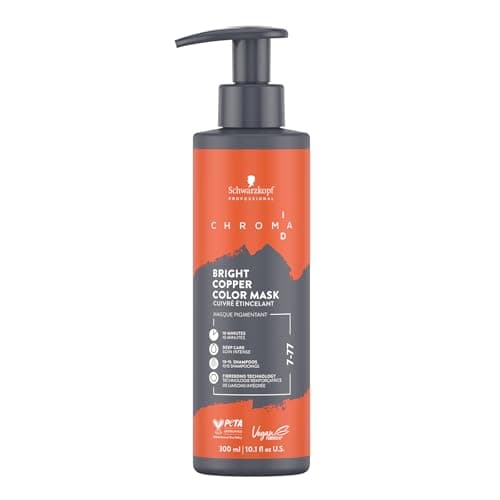Image of Schwarzkopf Professional CHROMA ID Bonding Color Mask Semi Permanent Mix And Tone Color System Toning Enhancing Refreshing Intense Care Deep Conditioning Shine Vegan Formula 7-77 Bright Copper 300 ml