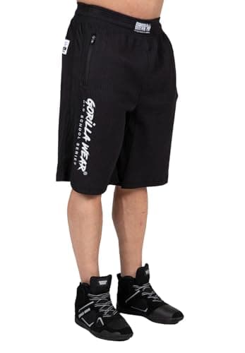 Image of Gorilla Wear - Augustine Old School Shorts - Black/Red - Bodybuilding Sports Everyday Leisure with Logo Print Lightweight and Comfortable for Optimal Movement