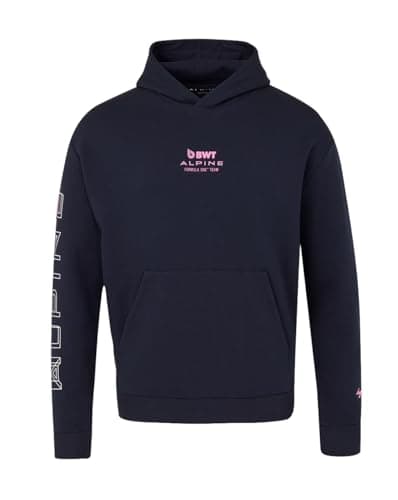 Image of Castore Alpine F1 Team, Official 2026 Merchandise, Front Logo, Sleeve Graphic, Relaxed Fit, Hooded Sweatshirt, Hoody, Night Sky Blue (UK, Alpha, XXL, Regular, Regular)