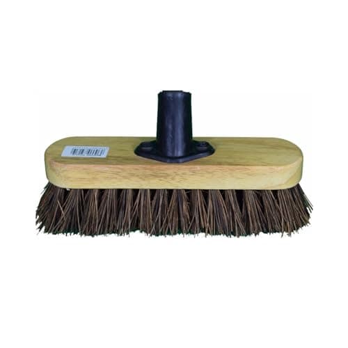 Image of HOMESHOPA Stiff Bass Varnished Wooden PVC Deck Scrub Head, Replacement Broom Head, Durable Stiff Bristles Indoor Outdoor Floor Sweeping Brush, Fitted Fixing Bracket Connector