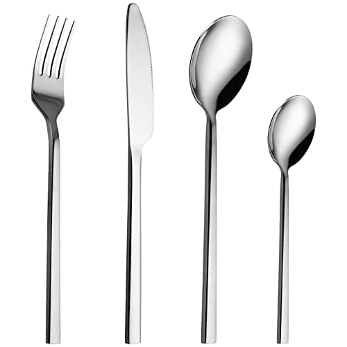 Image of Cutlery Set, 32 Piece Stainless Steel Flatware Set Including Knives Forks Spoons Teaspoons Cutlery Set for 8 People, Mirror Polish Finish, Dishwasher Safe, Multipurpose Use for Home Restaurant Hotel