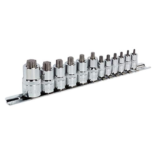 Image of Sealey Ak6228 TRX-Star Socket Bit Set 12Pc Stubby 1/4 3/8 and 1/2Sq Drive
