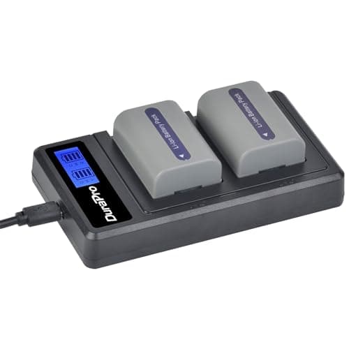Image of DuraPro 2Pcs NP-FP50 Battery + LCD Dual USB Charger for Sony NP-FP50 NP-FP30 DCR-DVD203E, DCR-DVD205, DCR-DVD205E, DCR-DVD304E, DCR-DVD305, DCR-DVD305E, DCR-DVD403, DCR-HC96 DCR-SR30 DCR-SR40