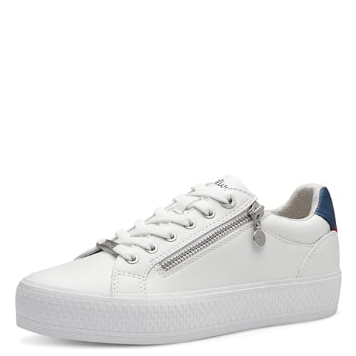 Image of s.Oliver Women's Flat Trainers with Zip Leisure, White Navy, 8 UK