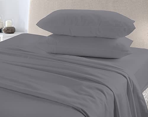 Image of Extra Deep Fitted Sheets Plain Flannelette 100% Brushed Cotton Thermal Super Soft Warm Cosy 40cm Deep Fitted Sheets (Grey, Single)