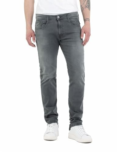 Image of Replay men's jeans Anbass slim fit with power stretch, gray (Dark Gray 096), W33 x L32