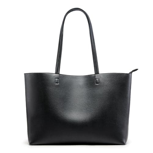 Image of KALIDI Tote Bag Handbags for Women Large shoulder bag with Zipper Waterproof PU Women's Totes Ladies Bag for Work School Travel Daily Use (Black)