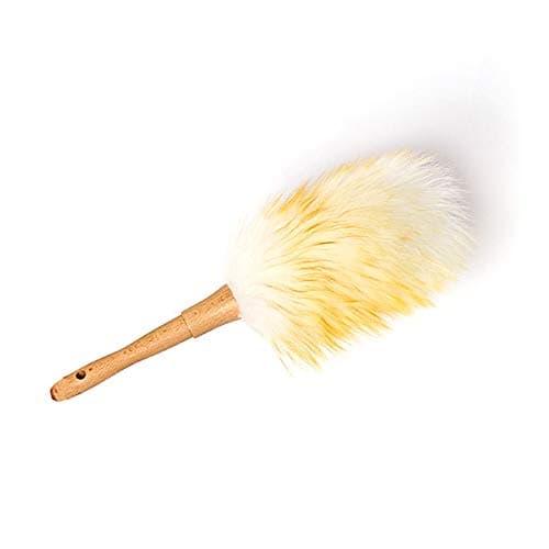Image of XGzhsa Small Soft Wool Microfibre Duster with Wooden Handle, Anti-Static, Suitable for Home, Car, Office, Furniture, Desk, Book Dust Cleaning