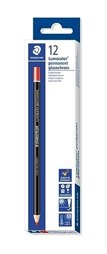 Image of Staedtler 108 20-2 Lumocolor Permanent Glasochrom Dry Marker Pencil - Red (Pack of 12)