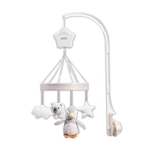 Image of Nuby Penguin Musical Cot Mobile for Babies – Spinning Baby Mobile with Adjustable Arm to Fit Most Cots | Calming Lullabies | Plush Toys