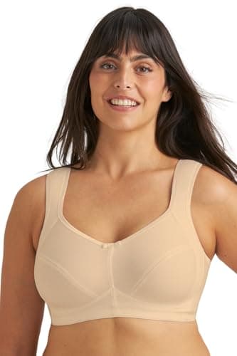 Image of Miss Mary of Sweden Cotton Divide Non-Wired Bra for Women — Stops Under-Bust Sweat & Irritation, Breathable Cotton with Separating Cup Design, Plus Size Beige
