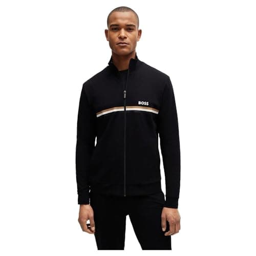 Image of BOSS Mens Long Set 1 Signature-detail tracksuit in stretch cotton