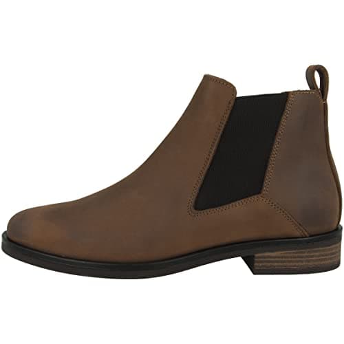 Image of Clarks Women's Memi Top Chelsea Boot, Dark Tan Lea, 5 UK