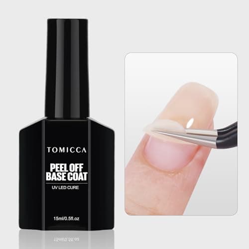 Image of TOMICCA Peelable Base Coat, 15ML Clear Peel off Gel Base for Nail Art Design Manicure Gifts for Girls, UV Lamp Required, Easy to Apply, No Chips, Durable & Safe for DIY Home Manicure Salon Use