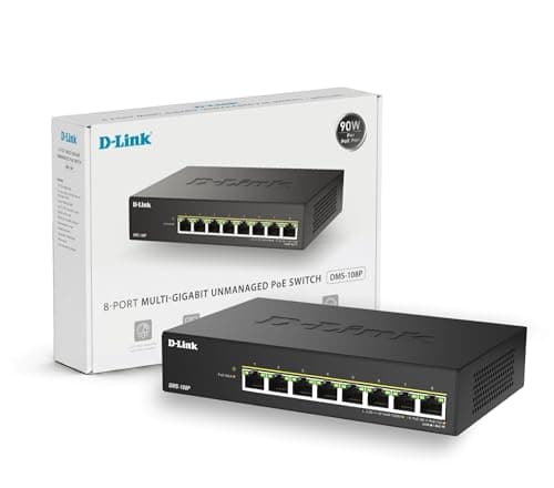 Image of D-Link DMS-108P 8-Port Multi-Gigabit Unmanaged PoE Switch – 2.5GbE, 230W Power Budget, 802.3af/at/bt, Fanless, Plug & Play, Metal Housing, IGMP Snooping, QoS, Green Ethernet