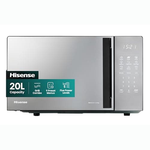 Image of Hisense 700 Watts 20 Litre Black Digital Solo Microwave Oven With 800W Grill H20MOMBS4HGUK Automatic Defrost, 9 Auto Cook Menus, Clock & Timer, Easy Clean