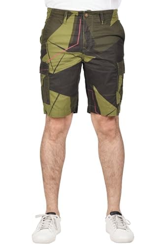 Image of Soroor Mens Cargo Shorts, 100% Cotton Relaxed Fit Men's Shorts, Breathable for Outdoor, Hiking, Work | Tactical Combat Cargo Short with Pockets | Camo Green - 32W