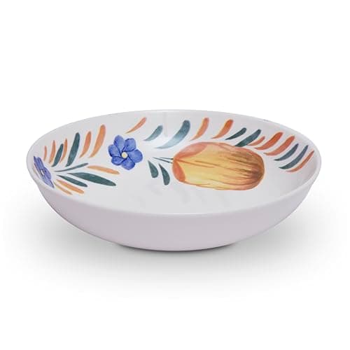 Image of Wade Capri Pasta Bowl with Vibrant Mediterranean Inspired Design, Crafted from Earthenware, Made in Stoke-on-Trent, 22.5cm, Multi-Coloured, WA967035CAP