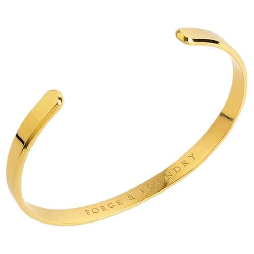Image of Forge & Foundry Men's Minimalist Titanium Cuff Bracelet | Versatile Unisize Waterproof | Design-Led Artisan Jewellery, from London (Highly Polished 18k Gold-Plated Titanium) | Ravick