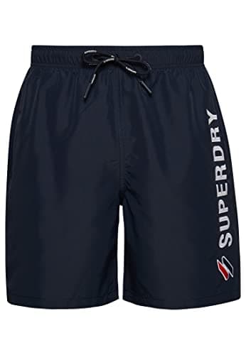 Image of Superdry Mens Code APPLQUE 19INCH Swim Short W2 - Swim Shorts, Deep Navy, Medium