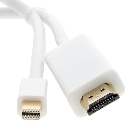 Image of kenable Mini DisplayPort/Thunderbolt to HDMI Cable Male to Male 1080p Video Audio for MacBook iMac to TV Monitor 1.8m White