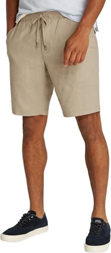 Image of Tommy Hilfiger Men's Harlem PO Linen Short MW0MW37804 Chino Shorts, Khaki, 33W
