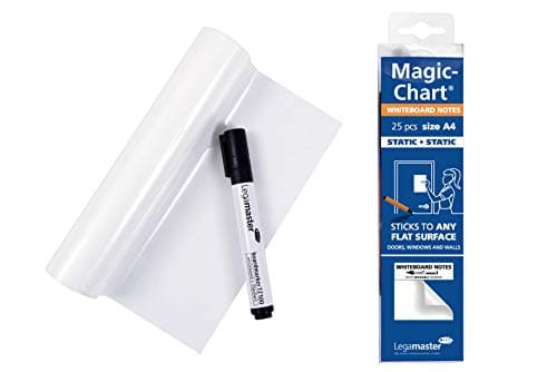 Image of Legamaster Magic-Chart Whiteboard Notes - A4 Size - Double-Sided - 25 Reusable Sheets - Incl. 1 Erasable Marker