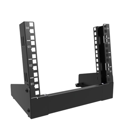 Image of QiaoYoubang 10 inch Small Desktop Network Rack, 4U Mini Open Frame Desktop Server Rack for 10" Network, Servers, Audio, and Video Equipment (4U)