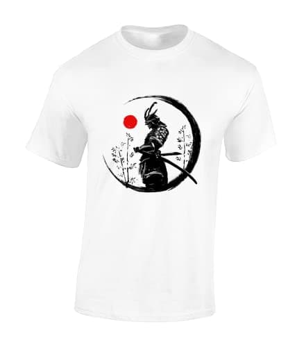 Image of Crown Designs Painted Samurai Cool Premium Quality Regular Fit T-Shirt Top for Men and Teens - White/XL