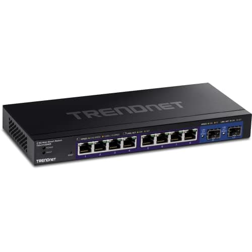 Image of TRENDnet 10-Port Multi-Gig Web Smart Switch, 8 x 2.5GBASE-T Ports, 2 x 10G SFP+ Slots, Metal Housing, Managed Network Ethernet Switch, Lifetime Protection, Black, TEG-3102WS