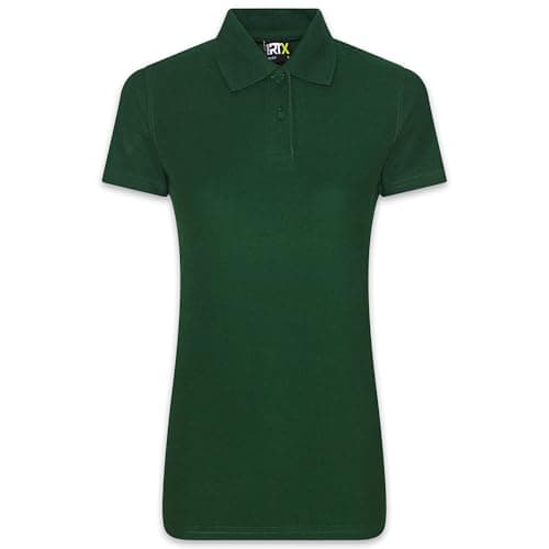 Image of Women's Professional Pique Polo Shirt, Classic Short Sleeve with Ribbed Collar and Cuffs, Breathable and Durable Fabric, Ideal for Workwear, Office, Casual, and Uniform Use (Bottle Green, Small)