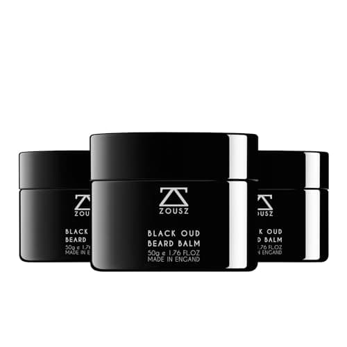 Image of ZOUSZ Black Oud Beard Balm for Men Gift Set 50g x3 – Premium Beard Styling & Conditioning Cream with Shea Butter & Coconut Oil – Luxurious Oud Scent & Rich Texture for a Softer, Healthier Beard