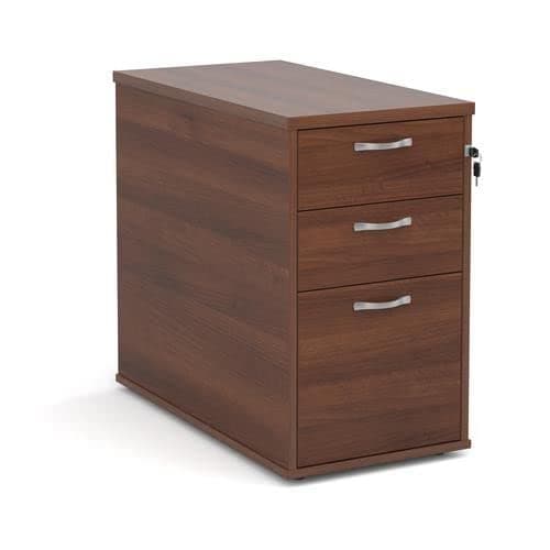 Image of Office Monster Hayes desk-high 3 drawer pedestal with silver handles 800mm deep - walnut