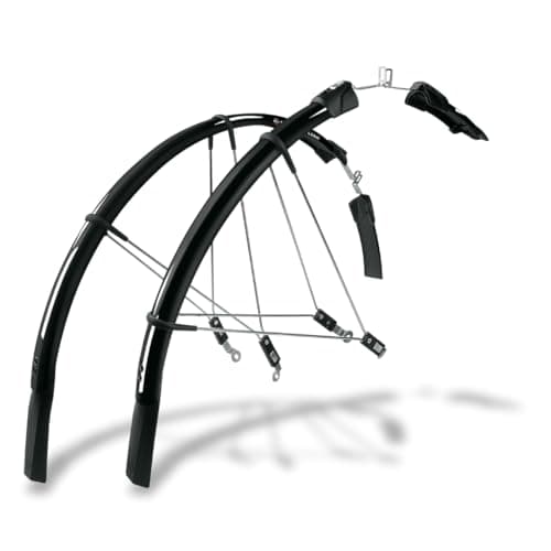 Image of SKS GERMANY RACEBLADE LONG mudguard set, ideal for road bikes (super-light bike accessory with extra-long spoiler, quick-release fastening, incl. struts and fastening material), black