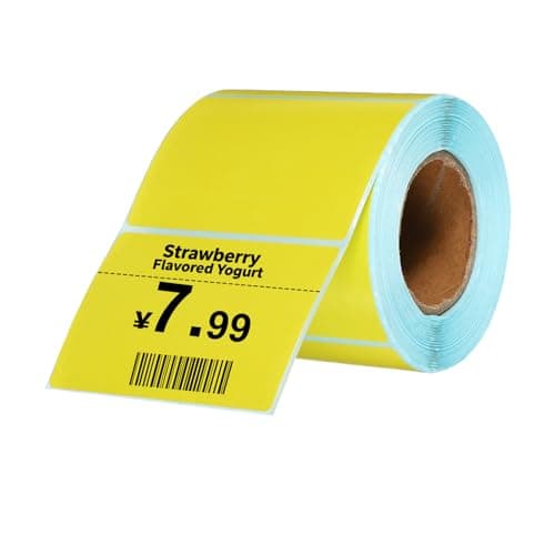 Image of PATIKIL 500 Pcs Thermal Labels, 2x2.76 Inch Thermal Printer Labels Stickers Self Adhesive Tags Rectangle Paper Roll Small for Printer Shipping Label Mailing UPS Barcode Address, Yellow